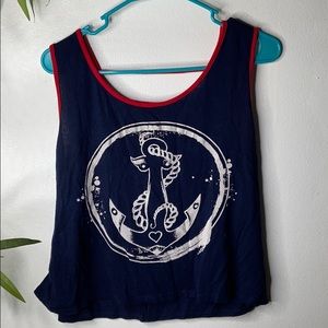 🌸 sailor tank crop shirt